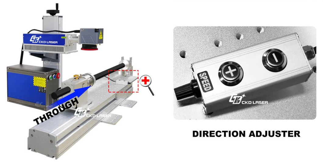 Fiber / UV / CO2 / Green Laser Marking Engraving Machine for Long Material Cylinder Wood Bar LED Light Pool Cue with Optional Power