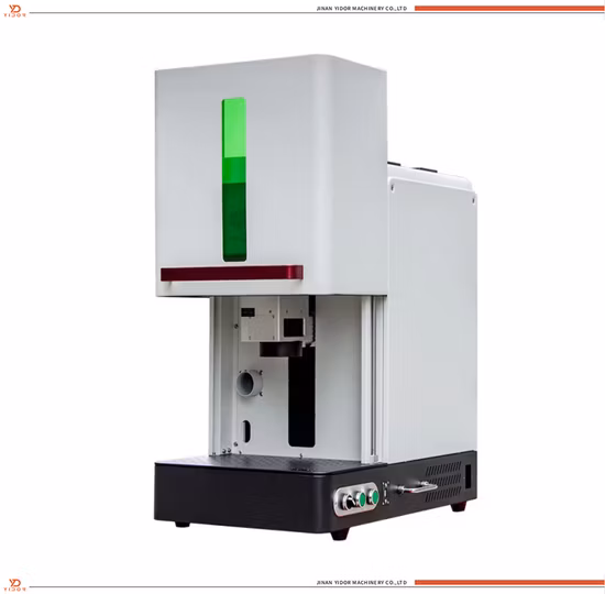 Auto Focus Mini macchina per marcatura laser a fibra completamente chiusa per la stampa di logo a colori in metallo, incisione di etichette per animali domestici in plastica, targa, scheda di memoria della targa